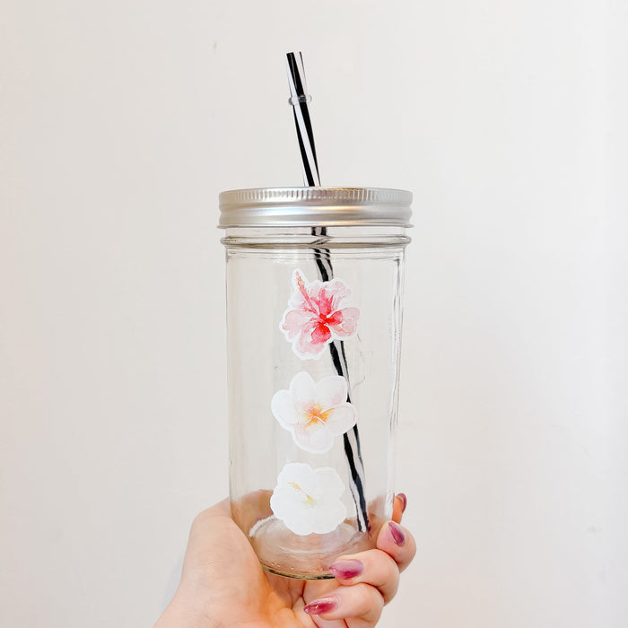 Paradise Flower Power Mason Jar Tumbler