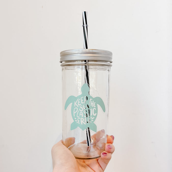 Keep The Sea Plastic Free Mason Jar Tumbler