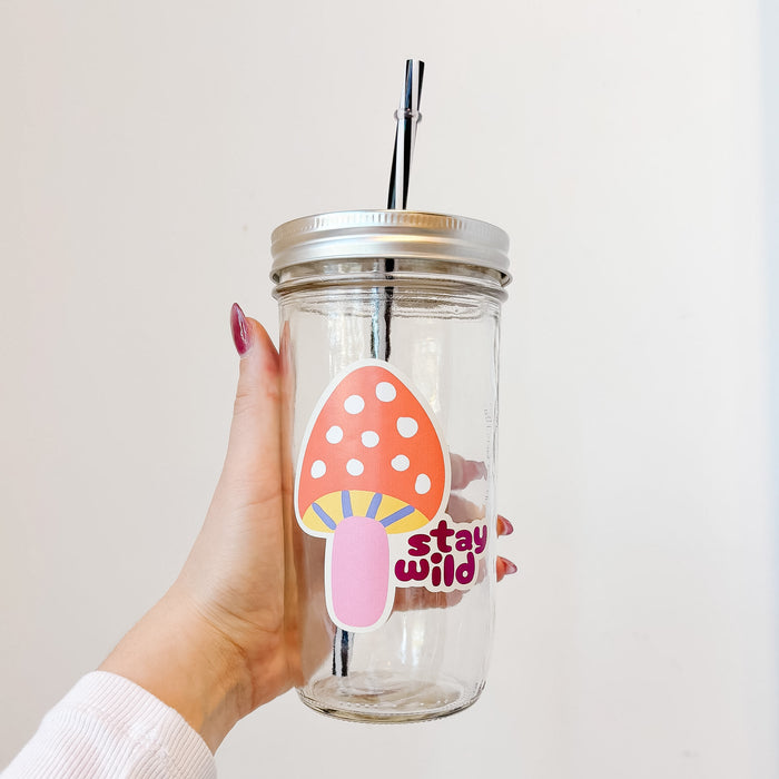 Stay Wild Mushroom Mason Jar Tumbler