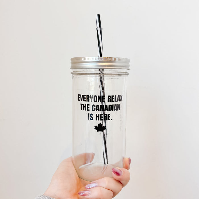 Everyone Relax, The Canadian Is Here - Black - Mason Jar Tumbler