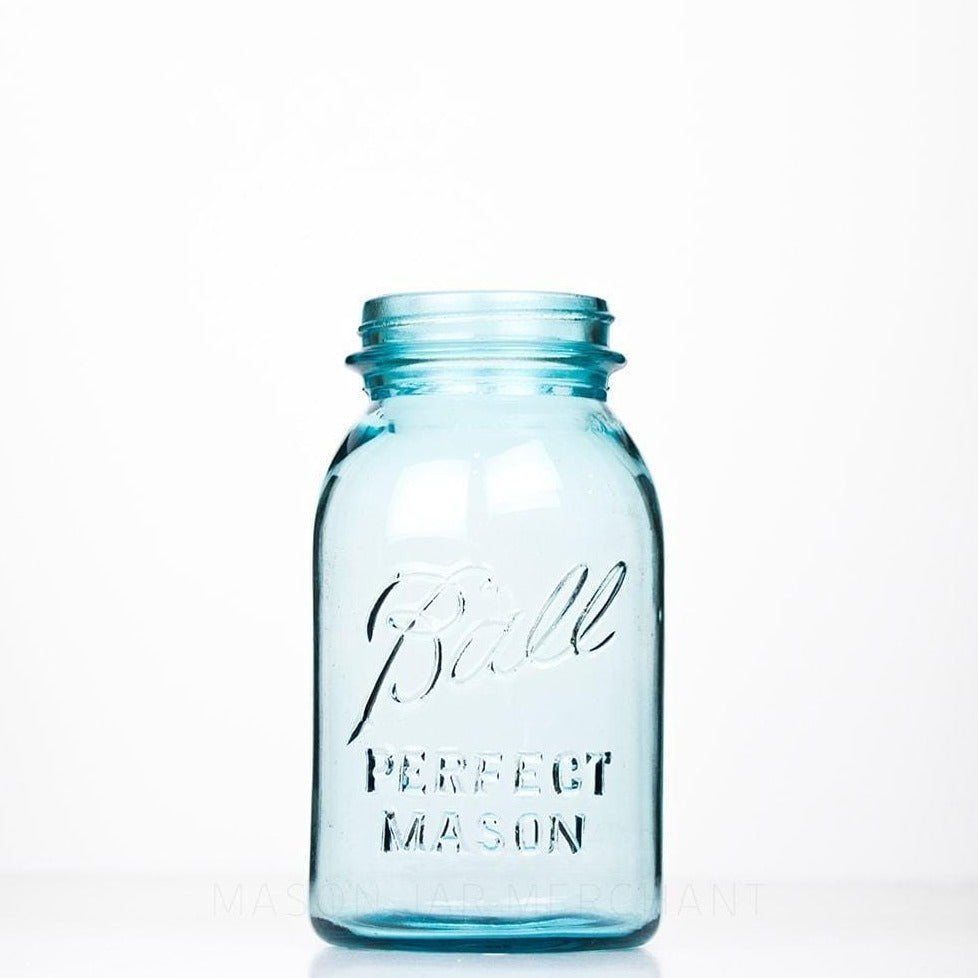 Ball Vintage 1923-1933 “Perfect Mason” Blue Regular Mouth Quart Mason Jar