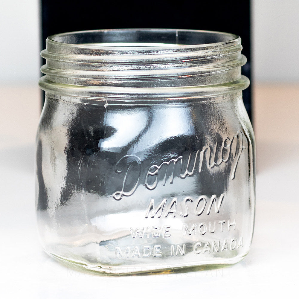 Dominion wide mouth glass mason jar pint on a white background