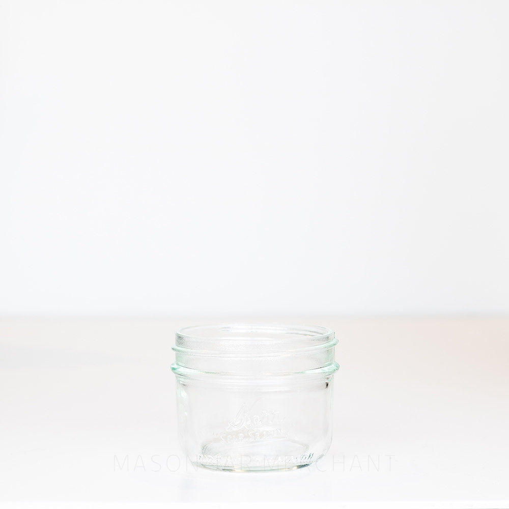Kerr Wide Mouth Half Pint with straight sides, front view on white background