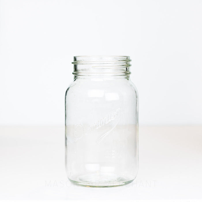 Dominion (Underlined) Vintage Gem Mouth Quart Mason Jar