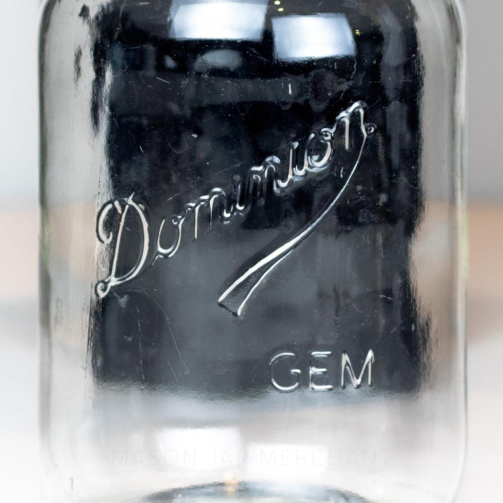 Dominion (Underlined Style) GEM - Gem Mouth Quart Jar Photographed on a white background