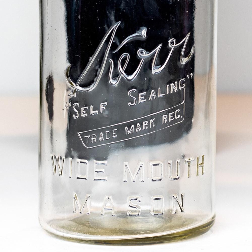 Kerr 1940s {Trade Mark Reg.} Wide Mouth Quart Mason Jar