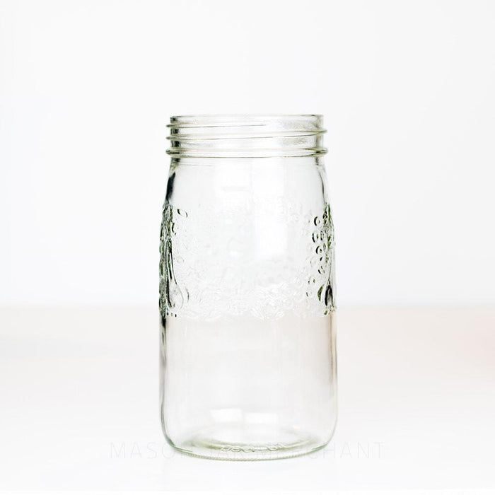 Consumers Glass Fruity Lace Wide Mouth Quart Mason Jar