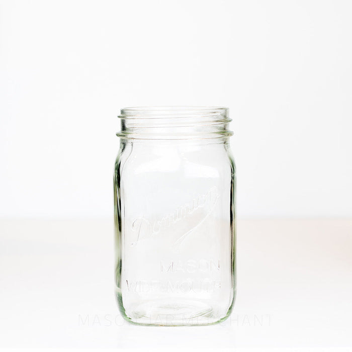 Dominion (Underlined) Vintage Square Body Wide Mouth Quart Mason Jar
