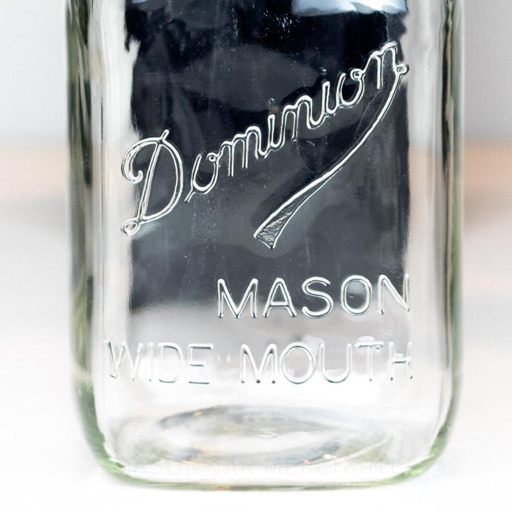 Dominion (Underlined) Vintage Square Body Wide Mouth Quart Mason Jar