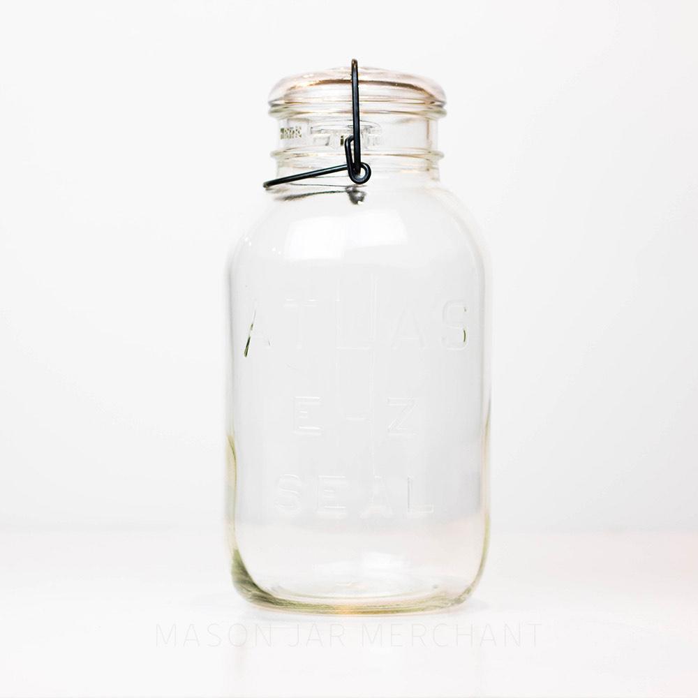 Atlas Vintage 1930s “E-Z Seal” Wire Bail Half Gallon Jar