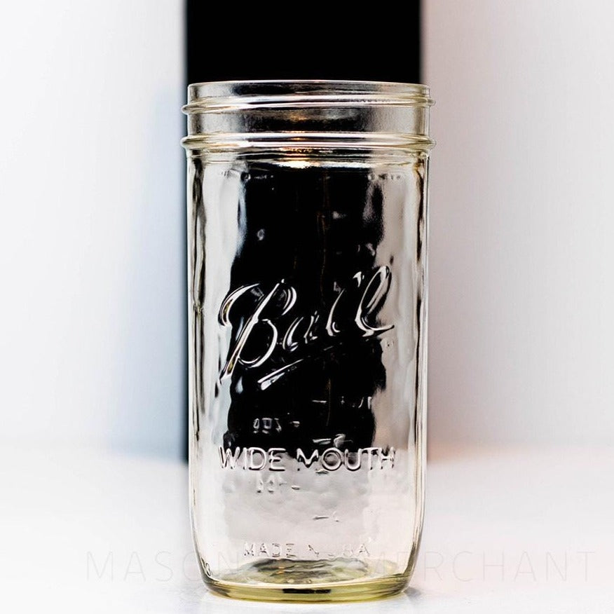 24 oz wide mouth Ball mason jar against a white background