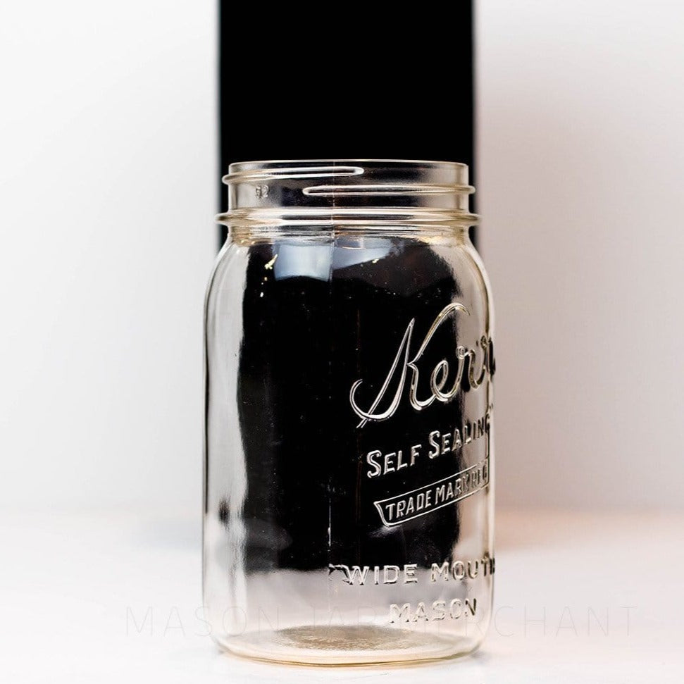 Kerr “Self Sealing” {Trade Mark Reg.} Square Wide Mouth Quart Mason Jar
