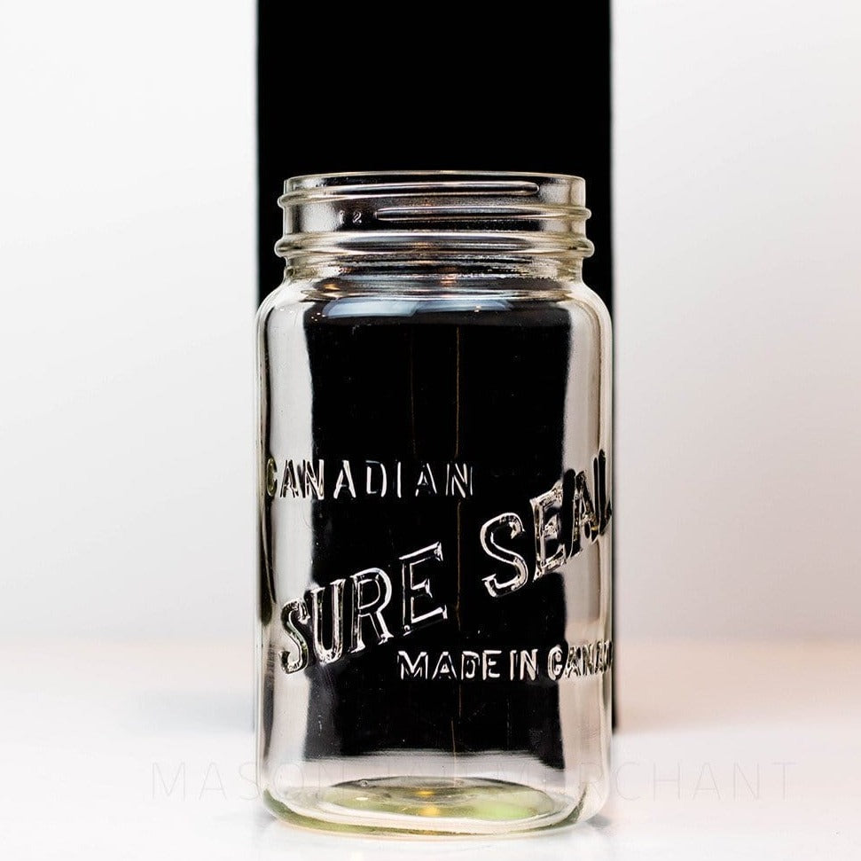 Canadian Sure Seal wide mouth quart mason jar against a white background