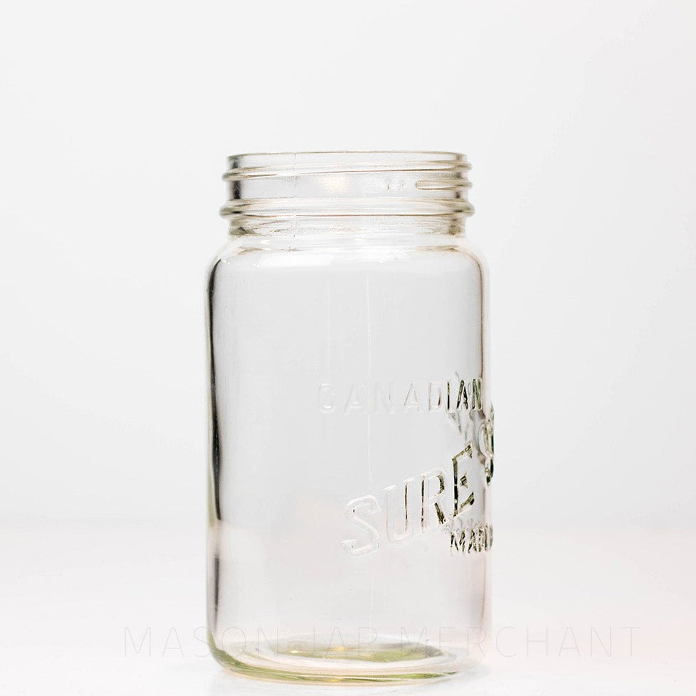 Canadian Sure Seal wide mouth quart mason jar against a white background