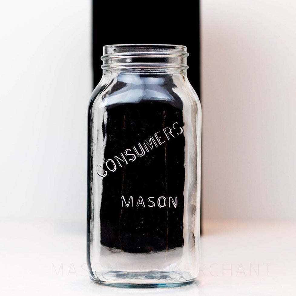 Consumers Glass Square Regular Mouth Quart Mason Jar