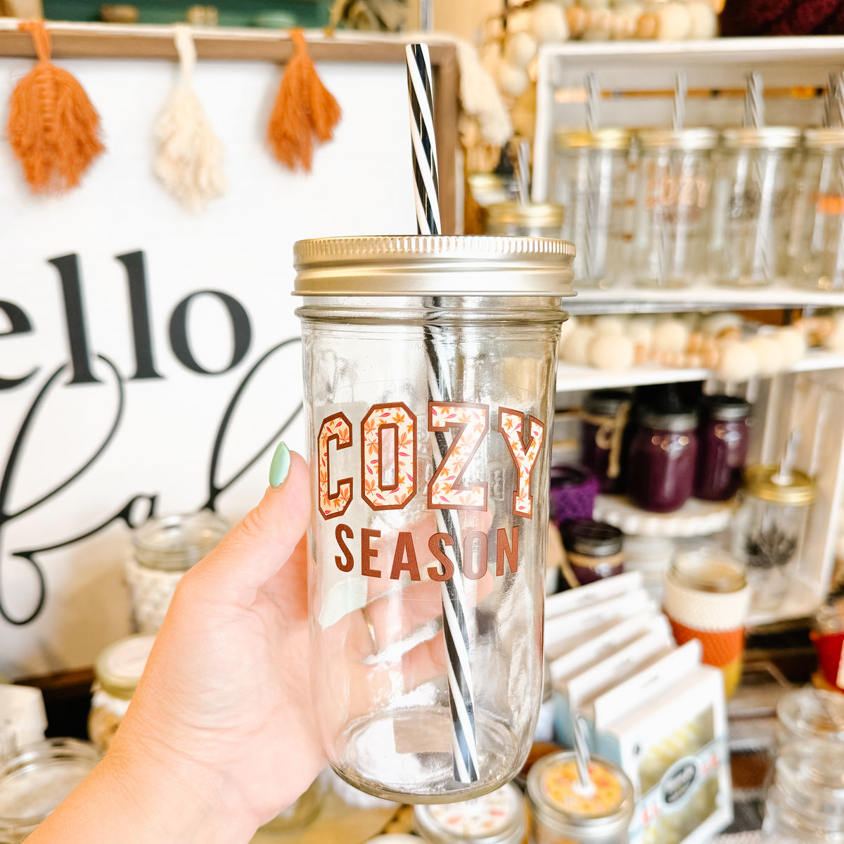 Cozy Season Mason Jar Tumbler