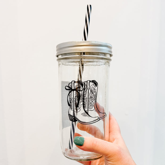 Western Boots Mason Jar Tumbler