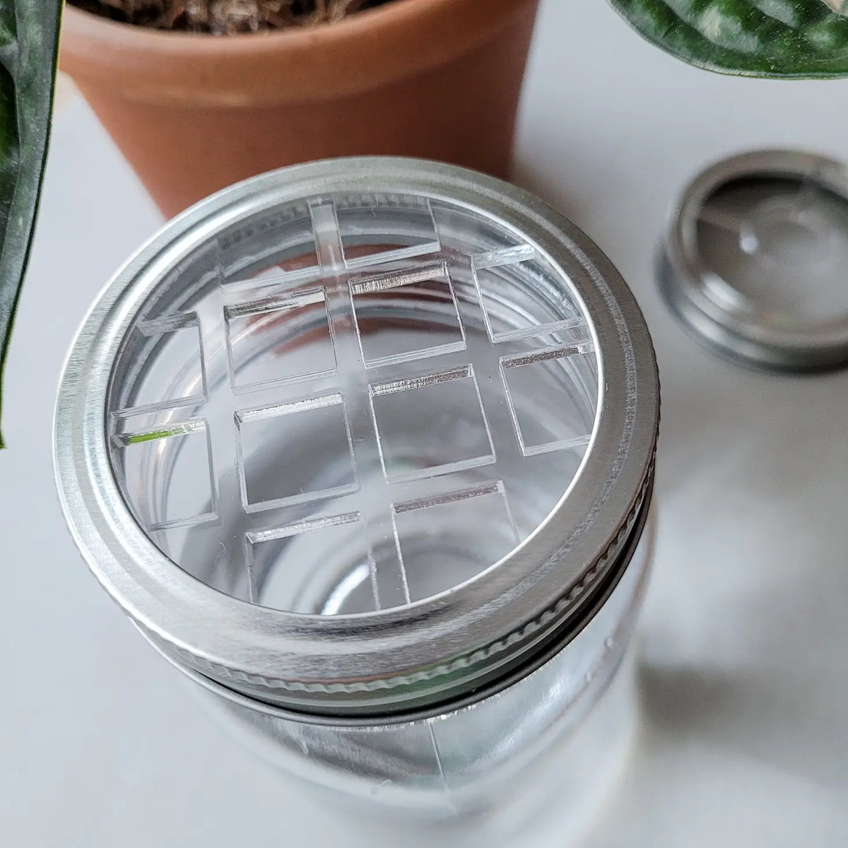 Leaf &amp; Node Mason Jar Lid Inserts for Plant Propagation and Flower Arranging