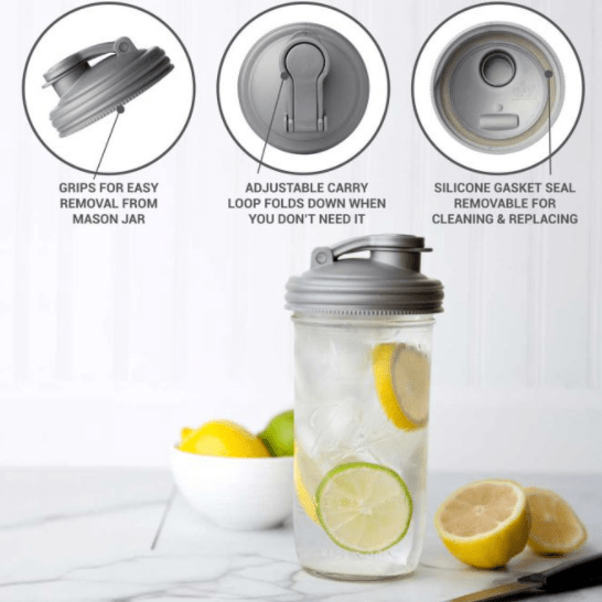 ReCap &#39;POUR&#39; with Carry Loop - Easy Pour Spout Mason Jar Lid (Regular Mouth)