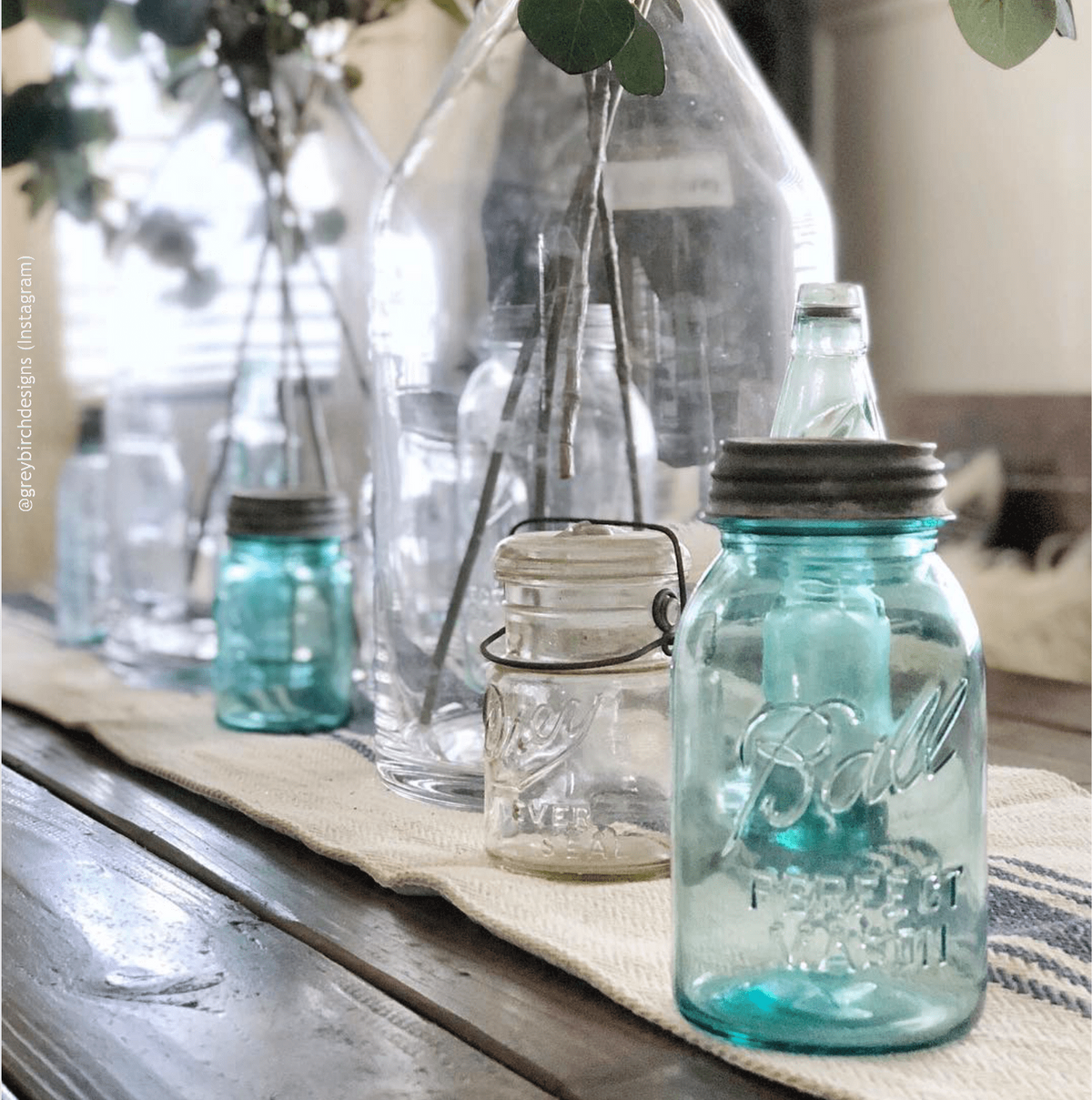 Ball Vintage 1923-1933 “Perfect Mason” Blue Regular Mouth Quart Mason Jar