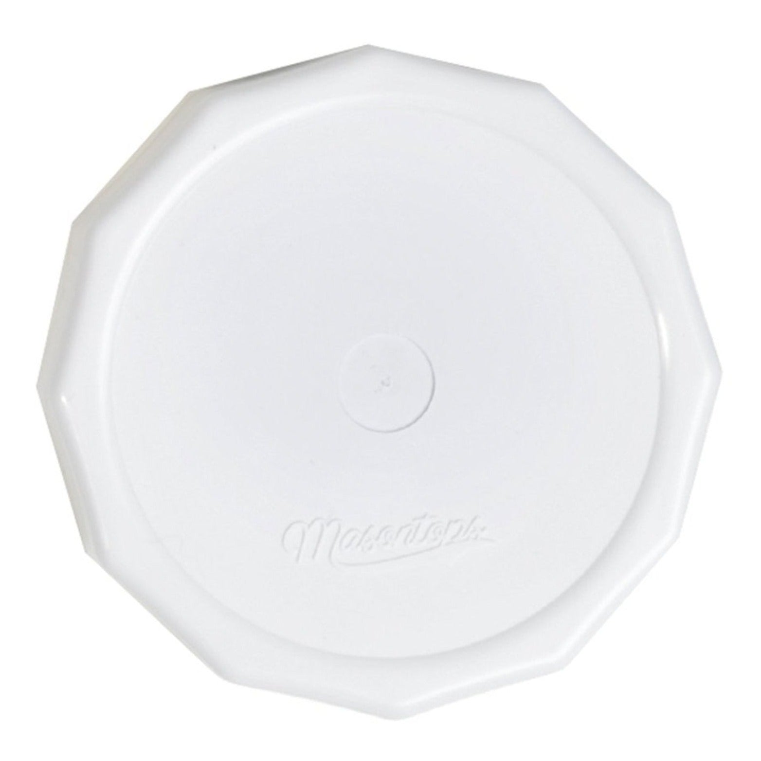 Woman is outdoors holding a quart size mason jar with lemon cucumber water in it with a white MasonTops tough top on the jar.