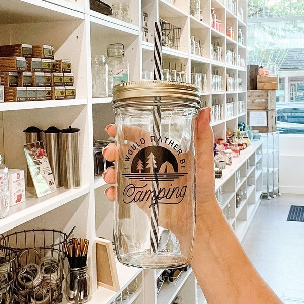 I Would Rather Be Camping Mason Jar Tumbler