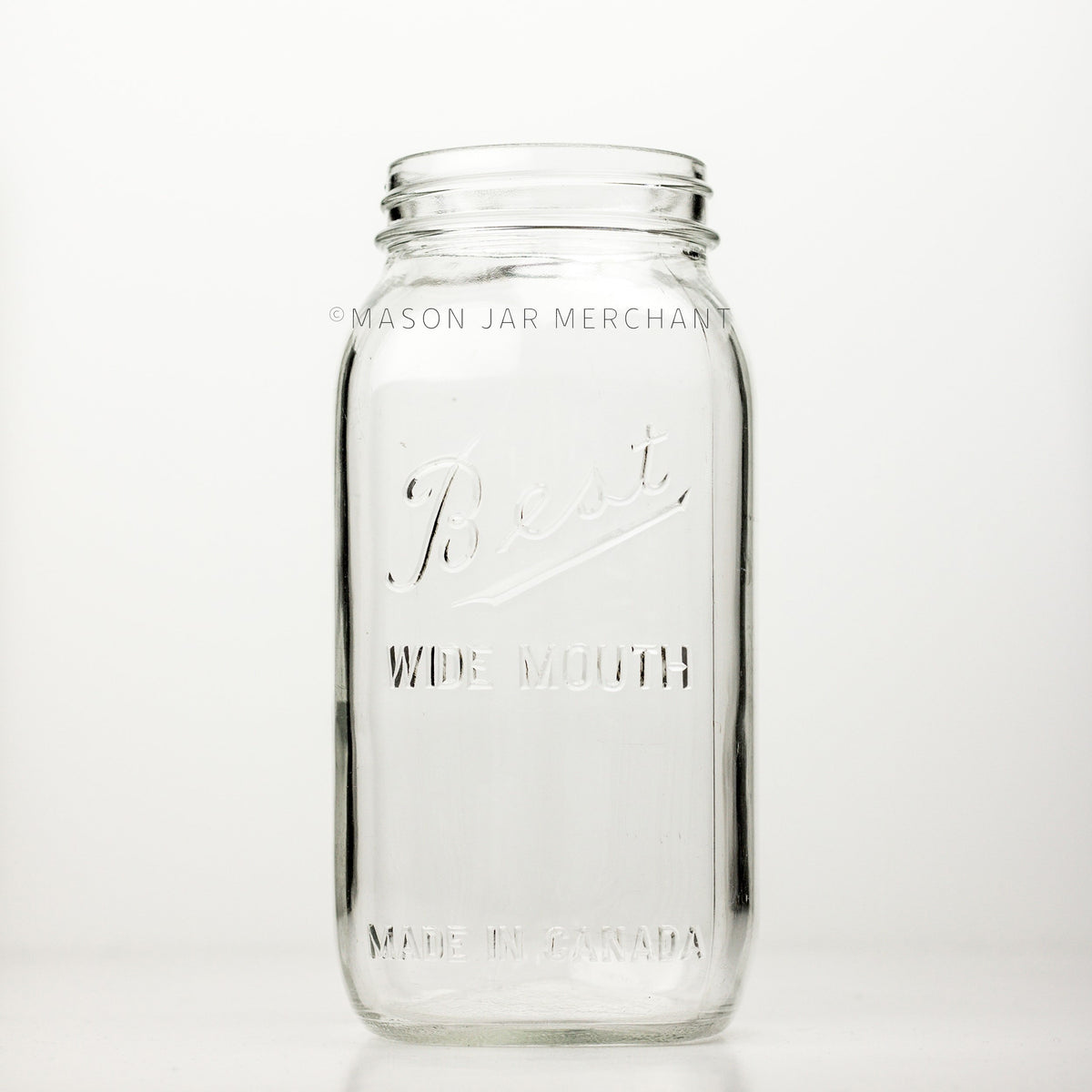 A Wide mouth half-gallon mason jar with Best Wide Mouth logo , against a white background