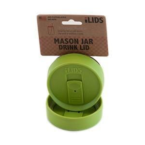Lime green reusable drink lid for a mason jar against a white background