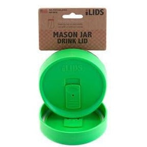 Grass green reusable drink lid for a mason jar against a white background
