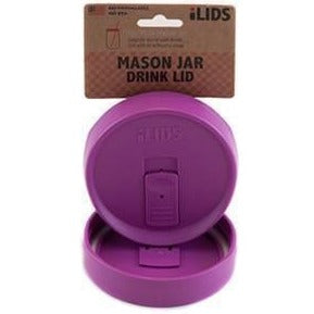 Mulberry coloured reusable drink lid for a mason jar against a white background