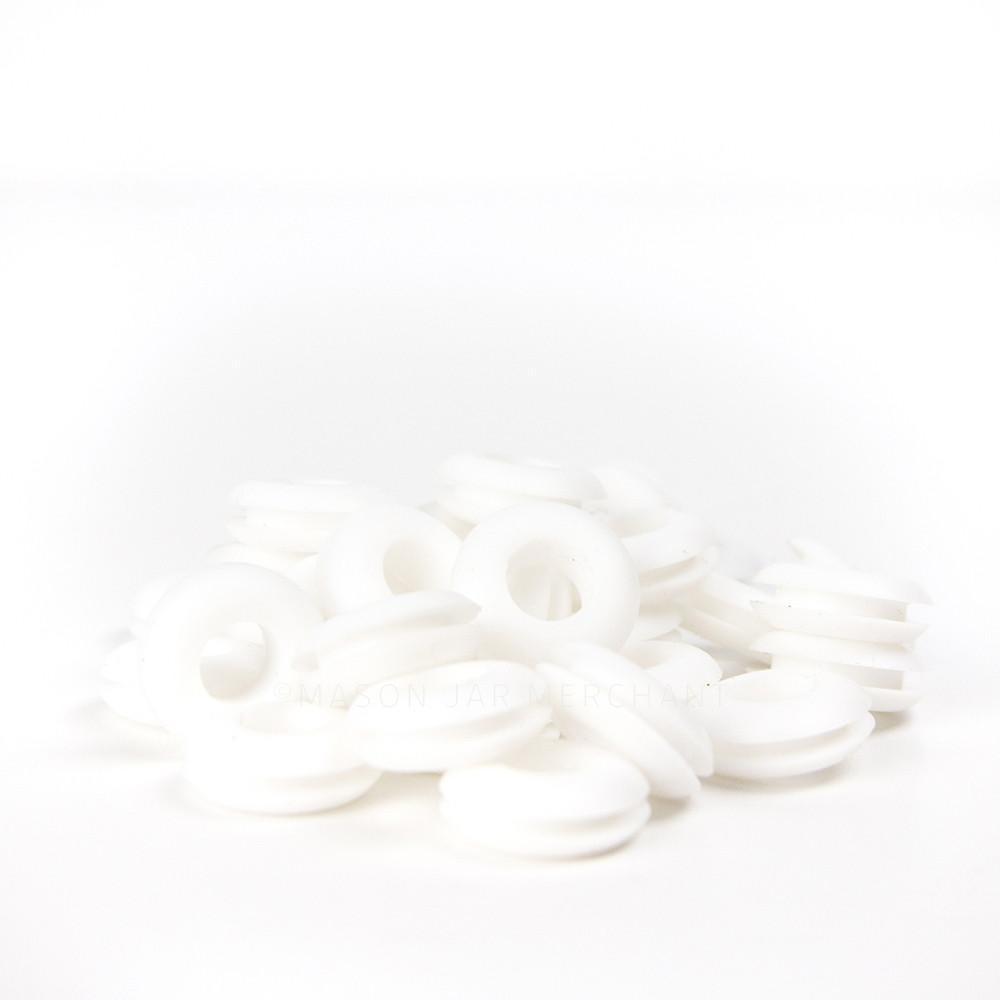 White Replacement Silicone Straw Grommets on a white background