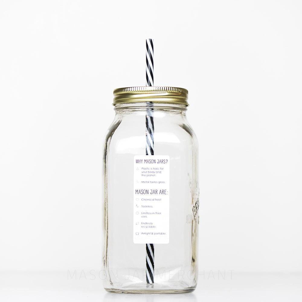 32 oz regular mouth reusable glass mason jar tumbler