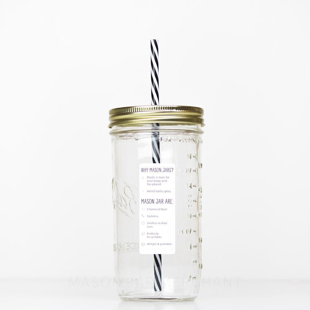 24 oz reusable glass mason jar tumbler with straw lid and reusable straw