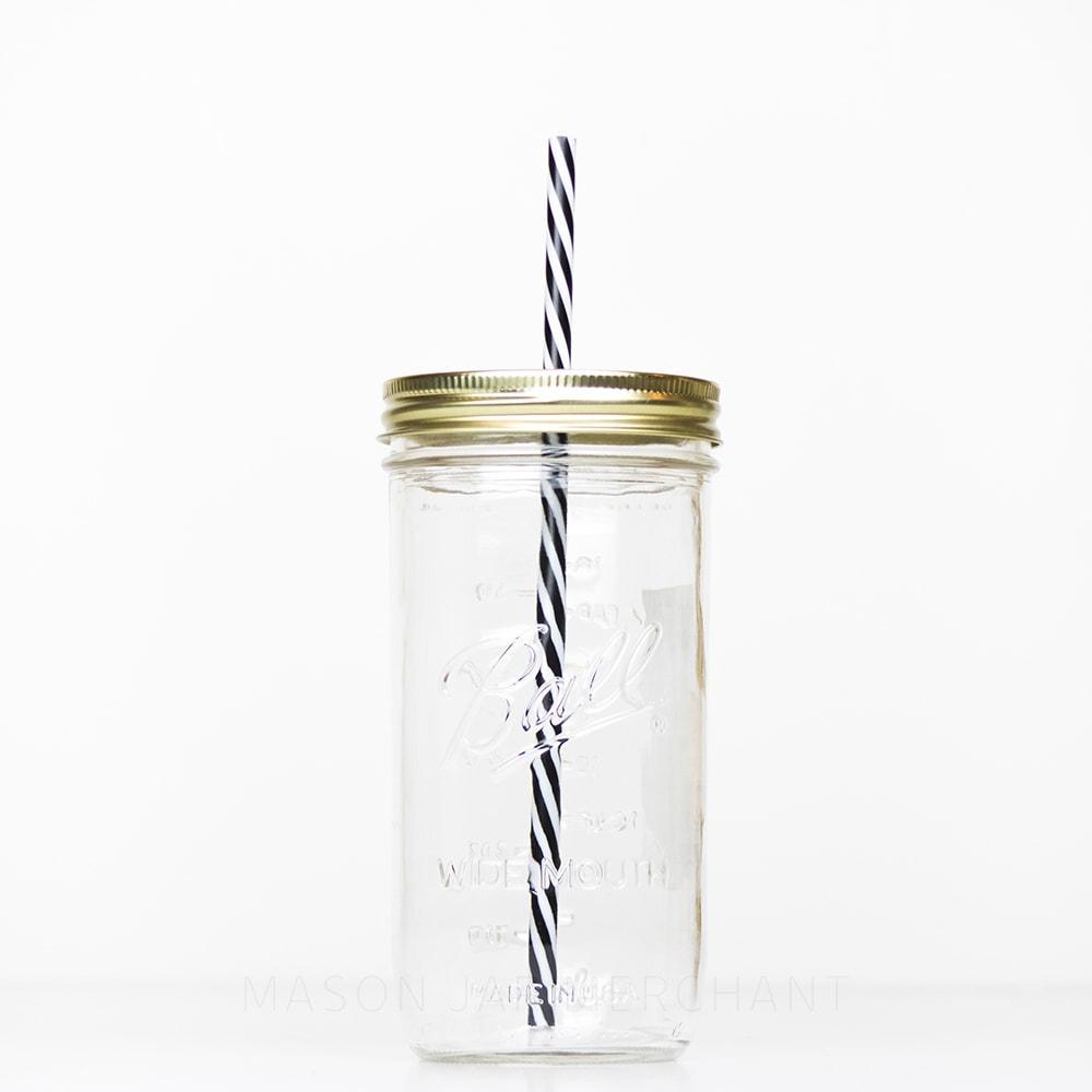 24 oz wide mouth reusable glass mason jar tumbler