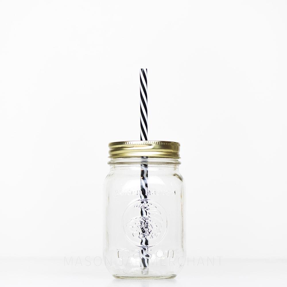 16 oz regular mouth reusable glass mason jar tumbler with straw lid and reusable straw