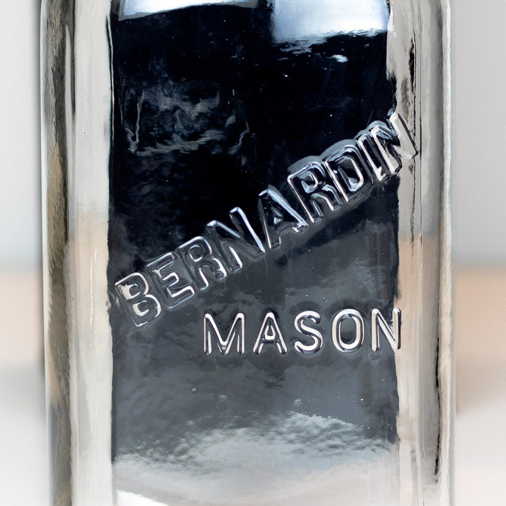 Close-up of a Bernardin Mason jar logo