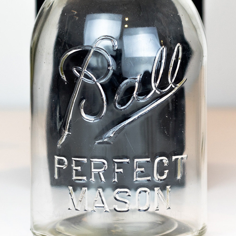 Close-up of the Ball Perfect Mason on a vintage quart mason jar