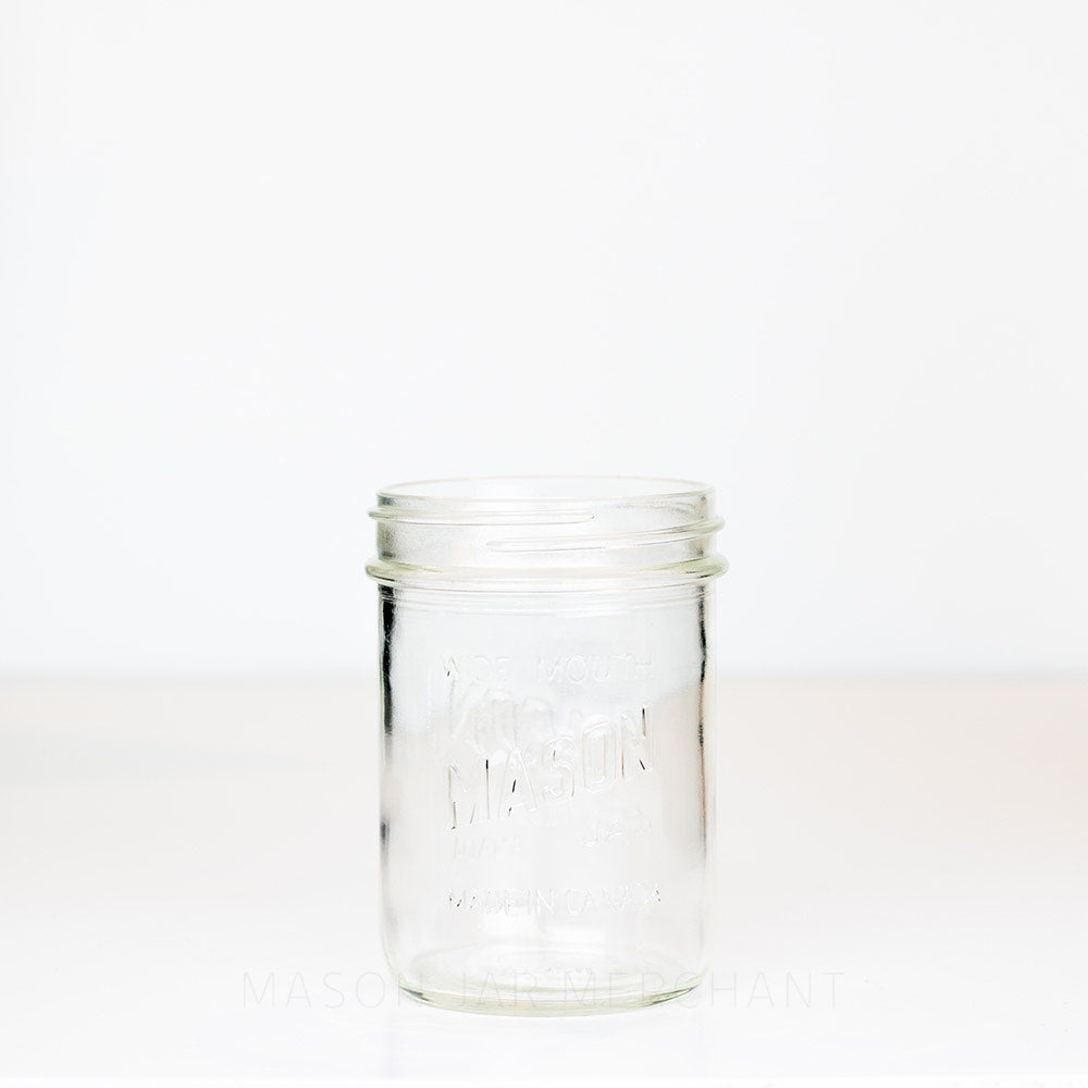 Canadian mason wide mouth pint jar against a white background