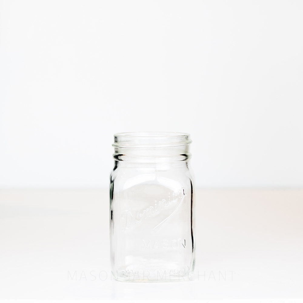 Dominion wide mouth pint mason jar on a white background 