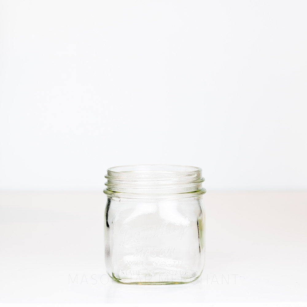 Dominion wide mouth glass mason jar pint on a white background