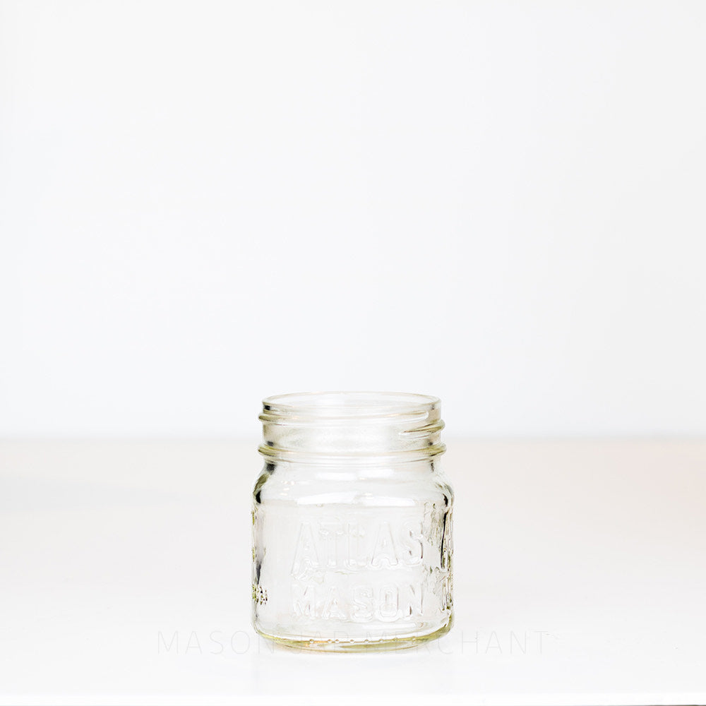 Atlas Mason Half Pint Jar on white background - fits any regular mouth lid
