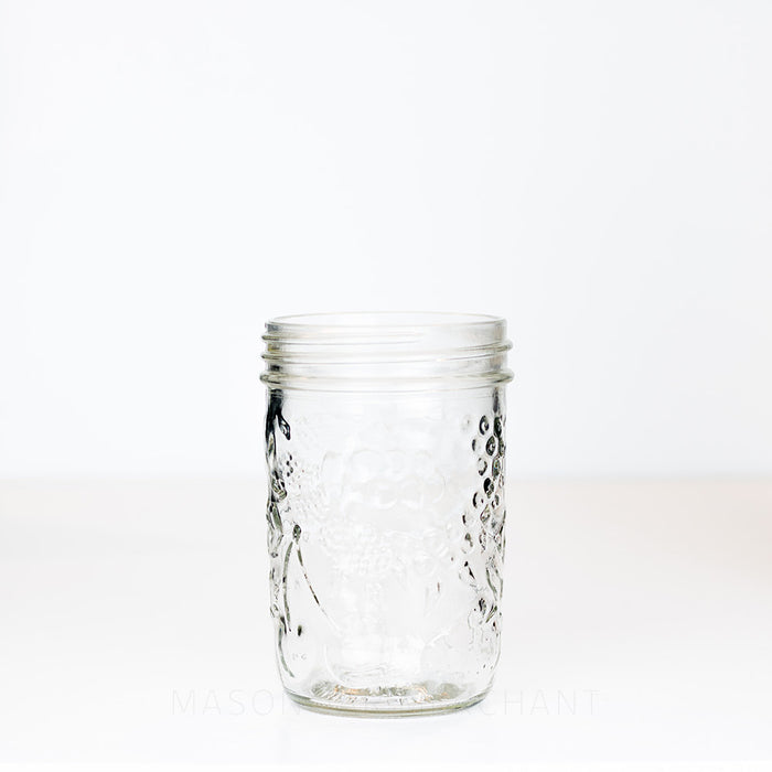 Bernardin Fruit Embossed Wide Mouth Pint Mason Jar - Taller Version