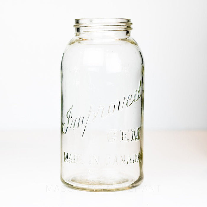Improved Gem Vintage 1930s Gem Mouth Half Gallon Mason Jar