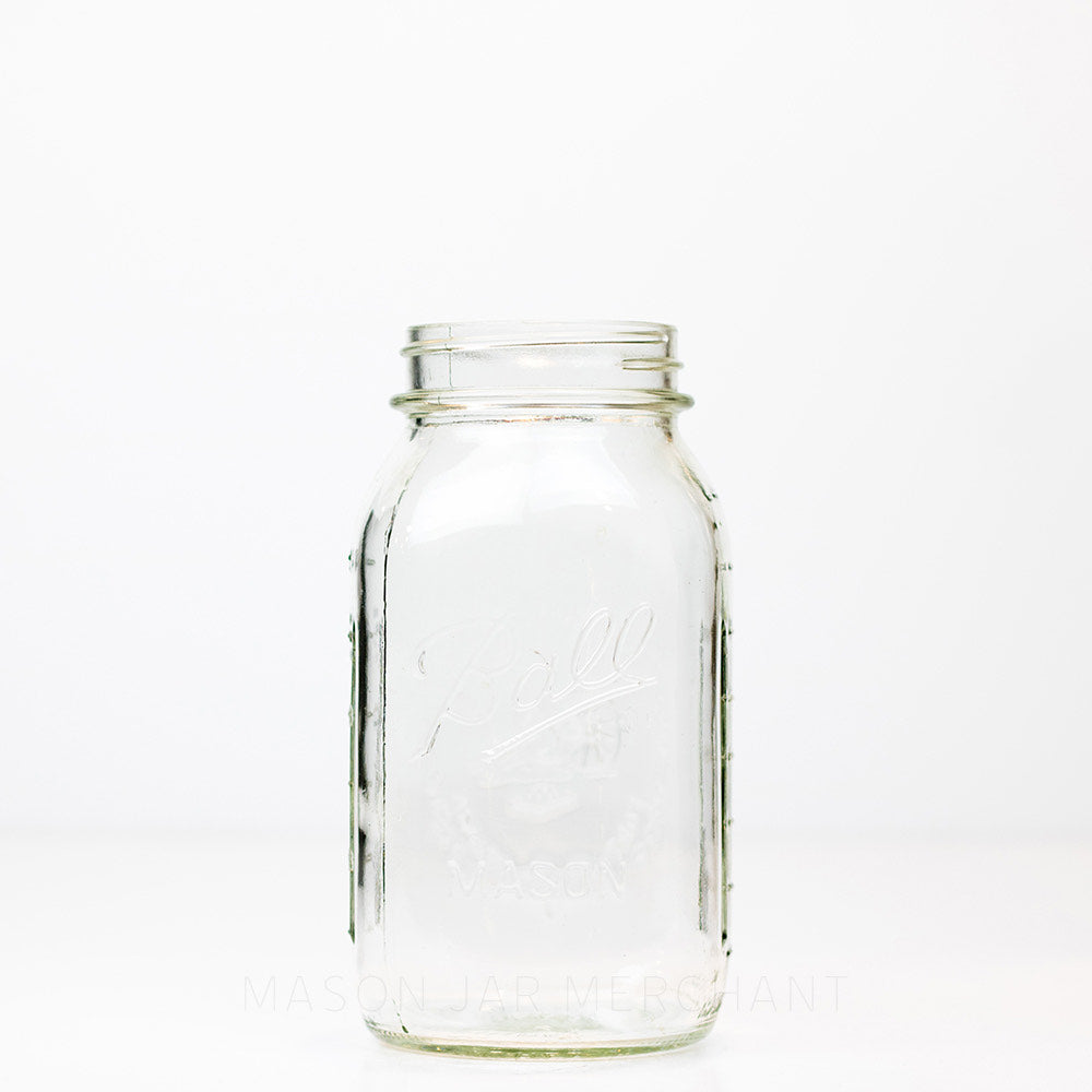 Ball Bicentennial celebration jar with New York on it.  A regular mouth quart jar against a white background