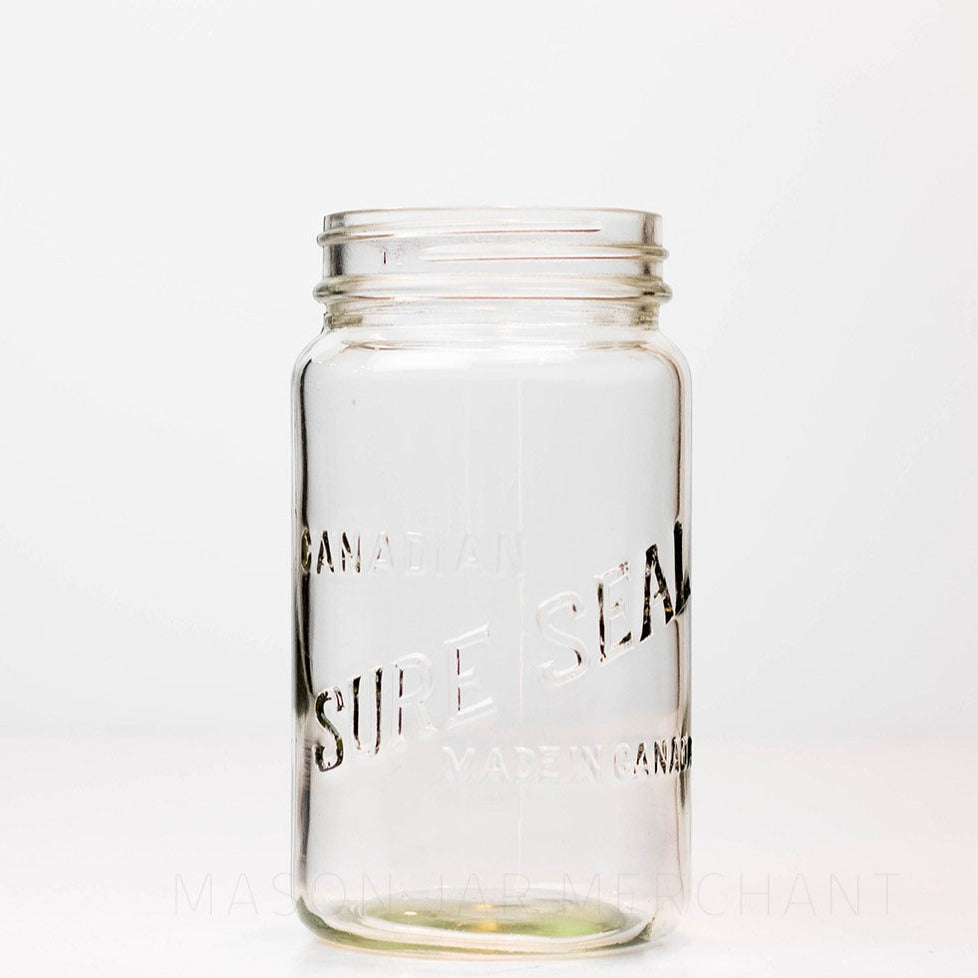 Canadian Sure Seal wide mouth quart mason jar against a white background