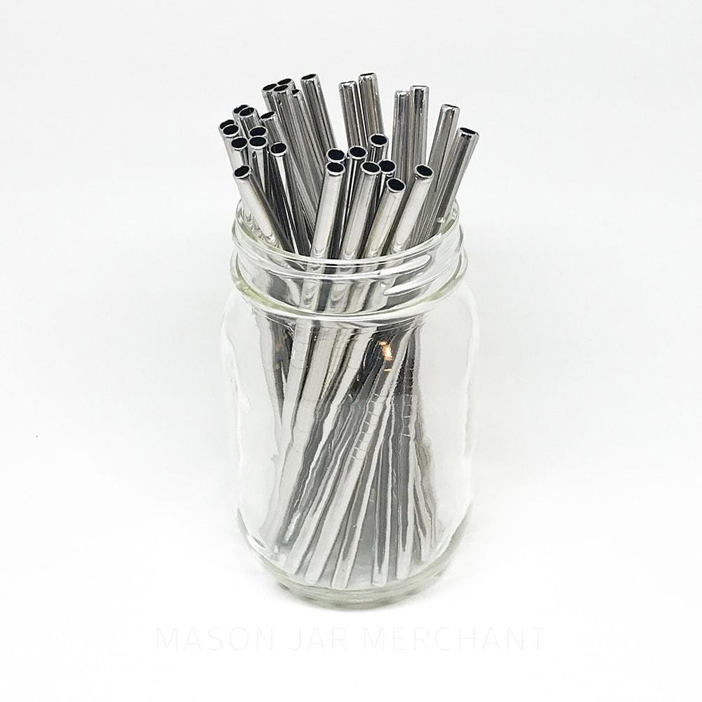 Short Stainless Steel Reusable Straws - straight - Mason Jar Merchant