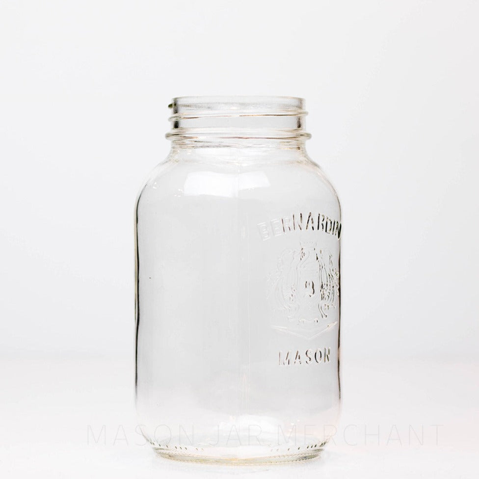Side view of a Regular mouth shield half gallon reusable mason jar against a white background
