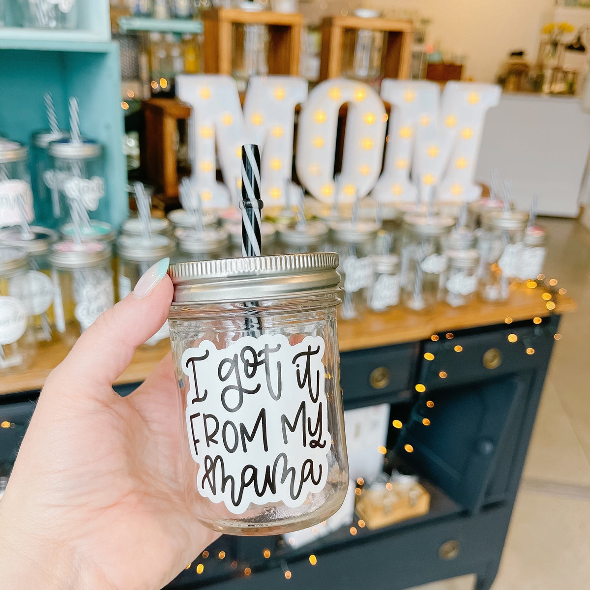I Got It From My Mama Mason Jar Tumbler