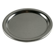Plain silver wide mouth canning lid against a white background