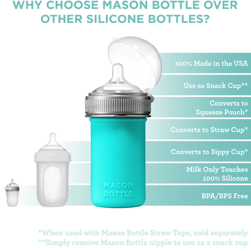 A blue Silicone Baby Bottle